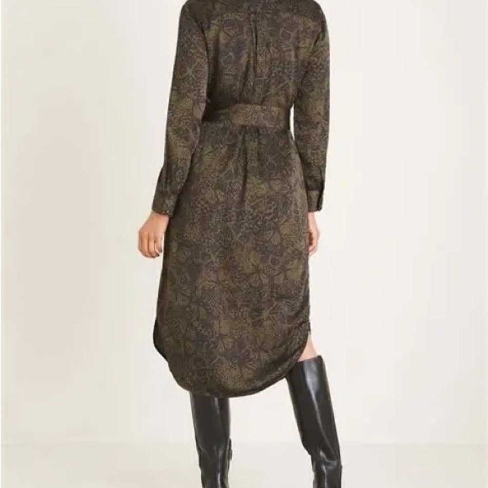 Chico's Olive Green and Black Long Sleeve Shirt Dress - Picture 2 of 5